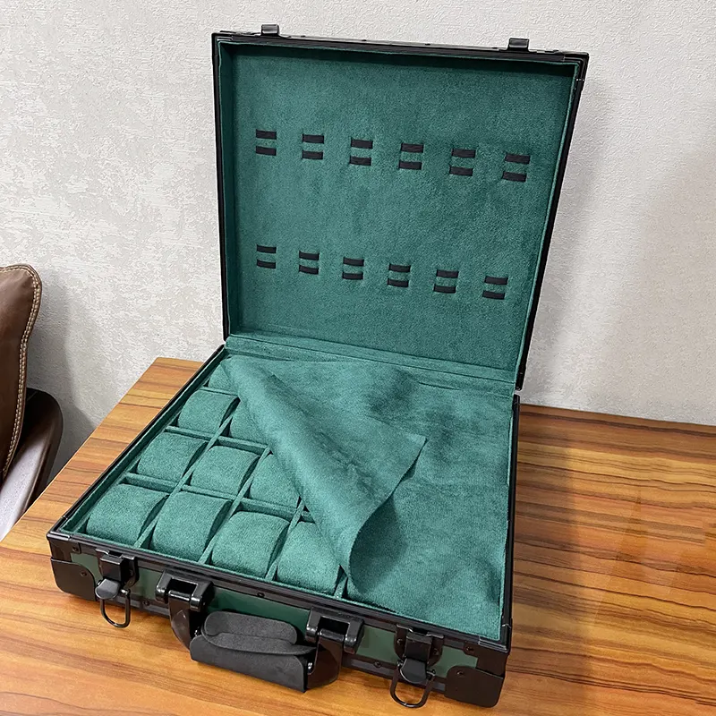 24 Slots Dark Green High Materials Watch Organizer Box And Gift Case